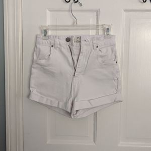 White high waisted denim shorts